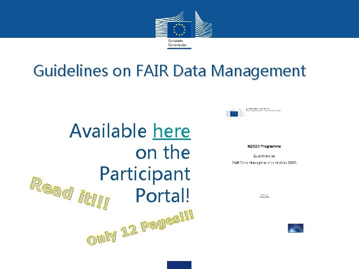 Guidelines on FAIR Data Management • Available here on the Participant Rea d it!