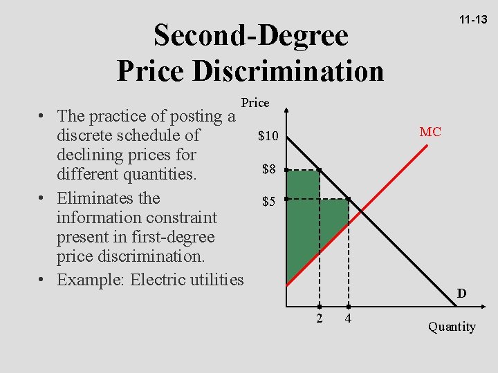 11 -13 Second-Degree Price Discrimination Price • The practice of posting a discrete schedule