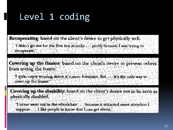 Level 1 coding 93 Level 1 coding 93