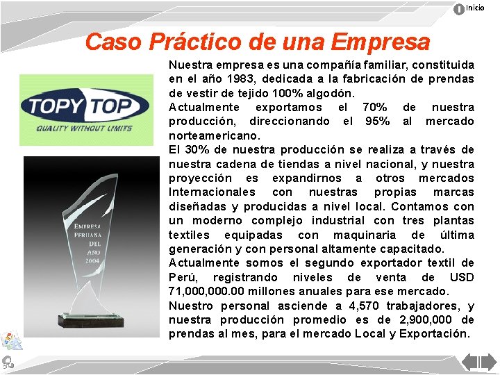 Inicio Caso Práctico de una Empresa Nuestra empresa es una compañía familiar, constituida en