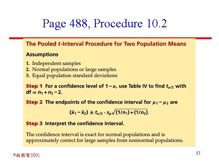 Page 488, Procedure 10. 2 ©蘇國賢 2001 57 