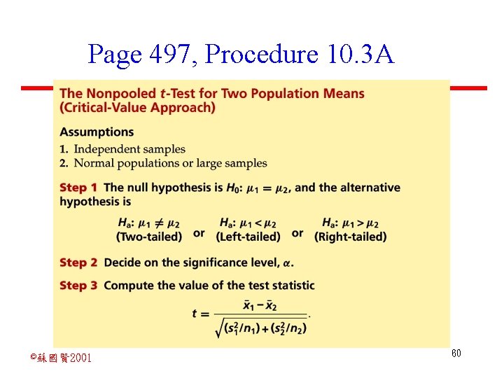 Page 497, Procedure 10. 3 A ©蘇國賢 2001 60 