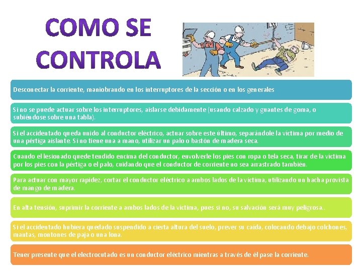 Desconectar la corriente, maniobrando en los interruptores de la sección o en los generales Desconectar la corriente, maniobrando en los interruptores de la sección o en los generales