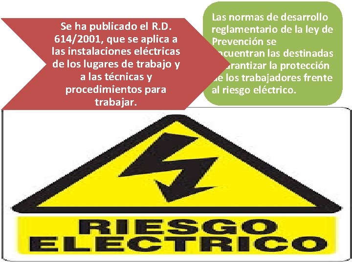 Se ha publicado el R. D. 614/2001, que se aplica a las instalaciones eléctricas Se ha publicado el R. D. 614/2001, que se aplica a las instalaciones eléctricas