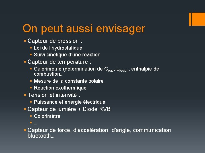 On peut aussi envisager § Capteur de pression : § Loi de l’hydrostatique § On peut aussi envisager § Capteur de pression : § Loi de l’hydrostatique §