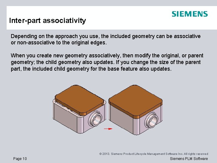 Inter-part associativity Depending on the approach you use, the included geometry can be associative Inter-part associativity Depending on the approach you use, the included geometry can be associative