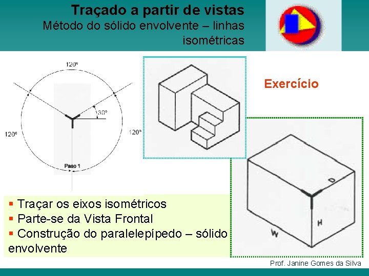 Traçado a partir de vistas Método do sólido envolvente – linhas isométricas Exercício §