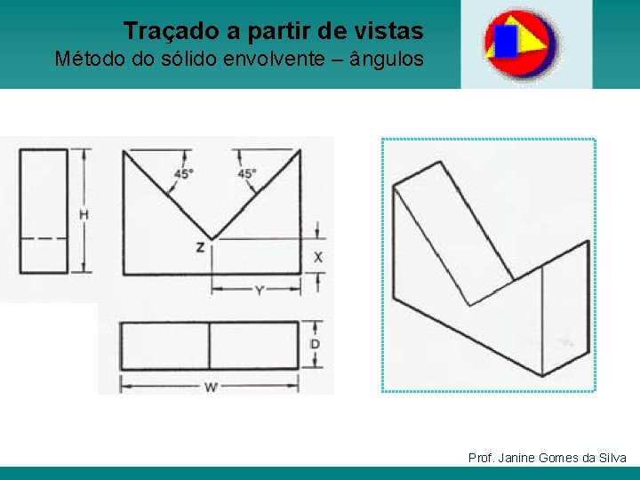 Traçado a partir de vistas Método do sólido envolvente – ângulos Prof. Janine Gomes