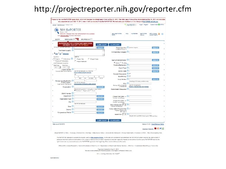 http: //projectreporter. nih. gov/reporter. cfm 