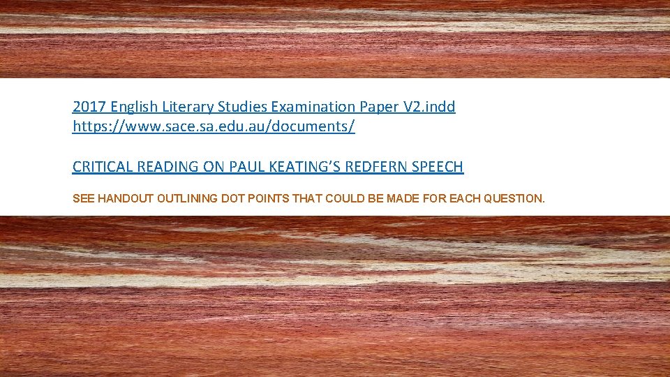 2017 English Literary Studies Examination Paper V 2. indd https: //www. sace. sa. edu.