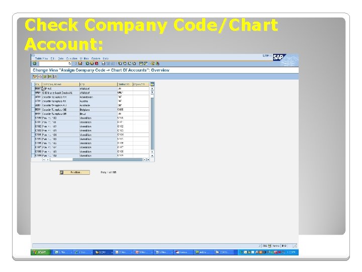 Check Company Code/Chart Account: 