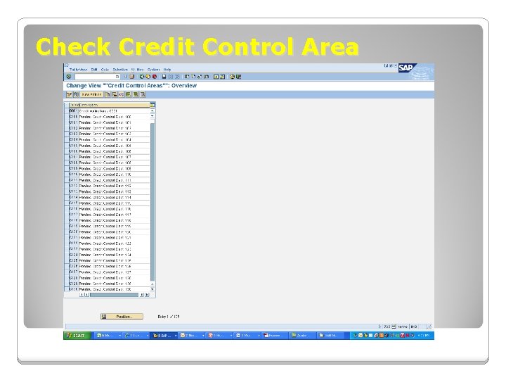 Check Credit Control Area 