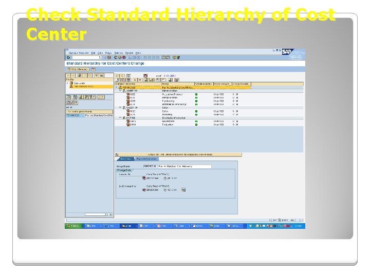 Check Standard Hierarchy of Cost Center 