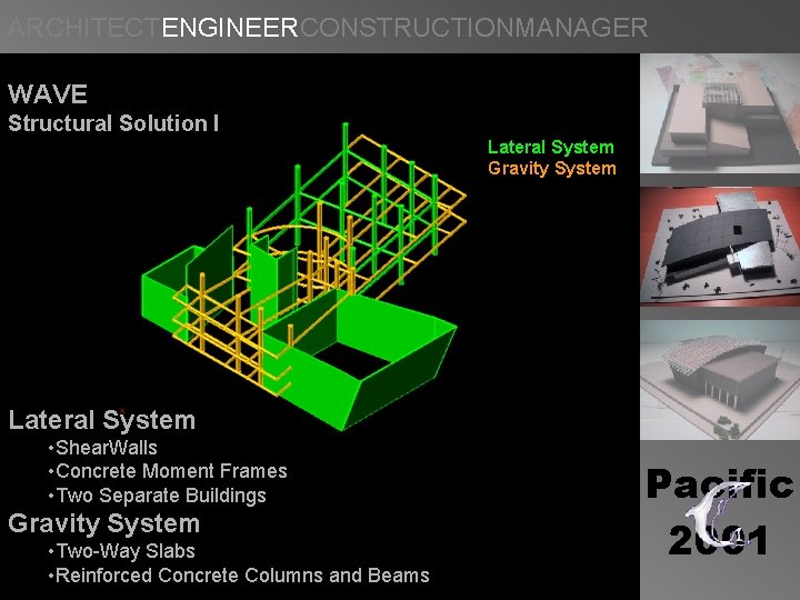 ARCHITECTENGINEERCONSTRUCTIONMANAGER WAVE Structural Solution I Lateral System Gravity System Lateral System • Shear. Walls