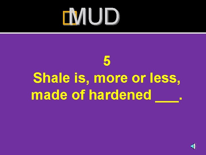 � MUD 5 Shale is, more or less, made of hardened ___. 