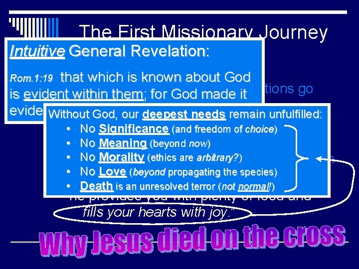 The First Missionary Journey Intuitive General Revelation: Acts 14 that which is known about