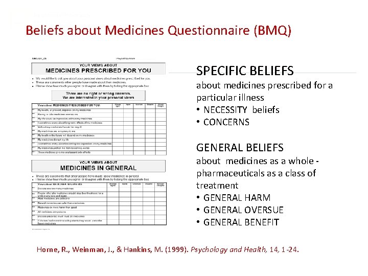 Beliefs about Medicines Questionnaire (BMQ) SPECIFIC BELIEFS about medicines prescribed for a particular illness