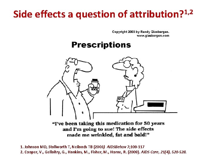 Side effects a question of attribution? 1, 2 1. Johnson MO, Stallworth T, Neilands