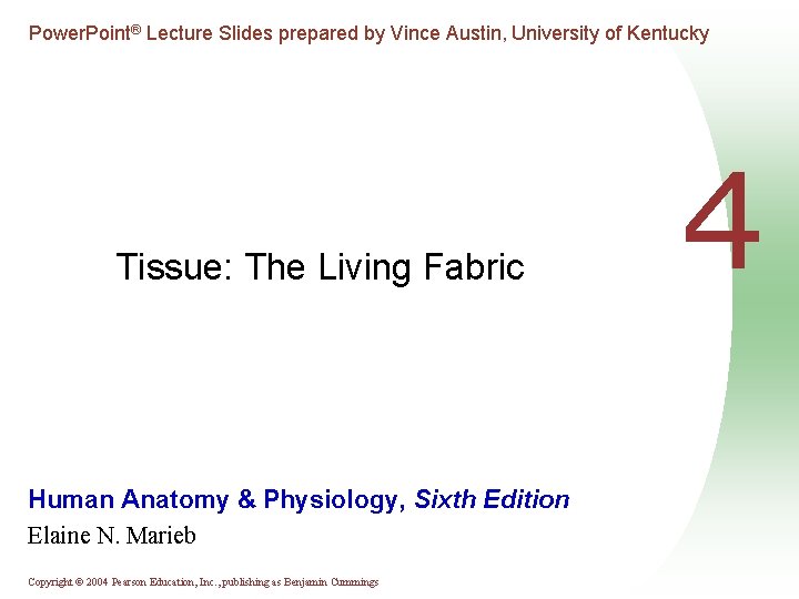 Power. Point® Lecture Slides prepared by Vince Austin, University of Kentucky Tissue: The Living