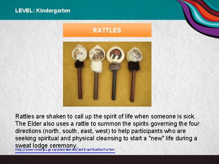 LEVEL: Kindergarten RATTLES Rattles are shaken to call up the spirit of life when