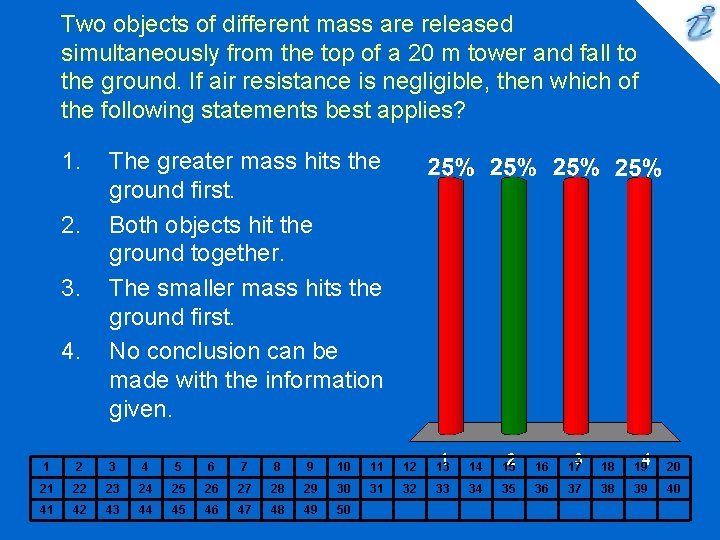 Two objects of different mass are released simultaneously from the top of a 20 Two objects of different mass are released simultaneously from the top of a 20