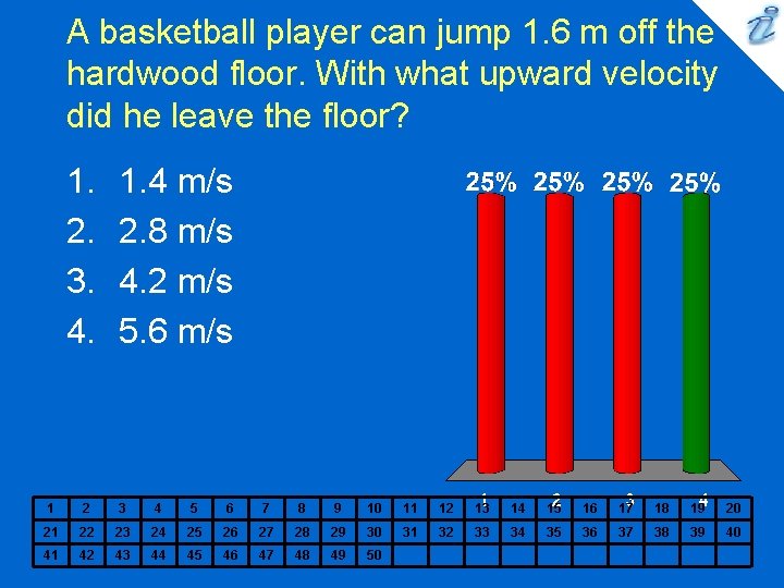 A basketball player can jump 1. 6 m off the hardwood floor. With what A basketball player can jump 1. 6 m off the hardwood floor. With what