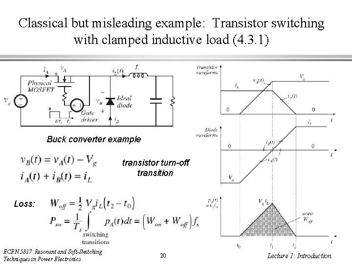 Classical but misleading example: Transistor switching with clamped inductive load (4. 3. 1) Buck