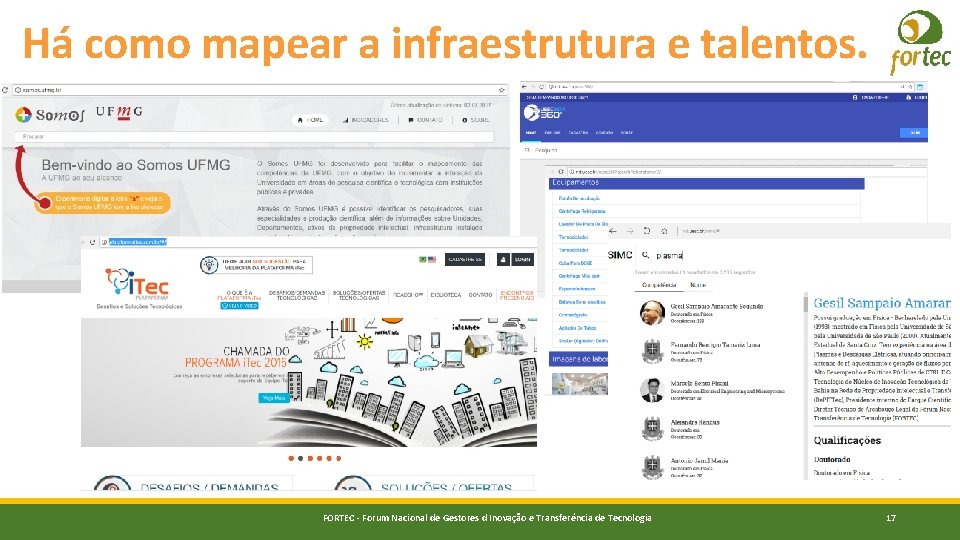 Há como mapear a infraestrutura e talentos. FORTEC - Forum Nacional de Gestores d