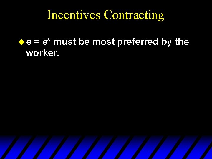 Incentives Contracting ue = e* must be most preferred by the worker. 