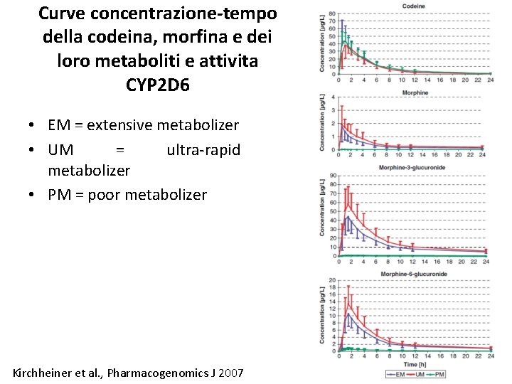 Curve concentrazione-tempo della codeina, morfina e dei loro metaboliti e attivita CYP 2 D