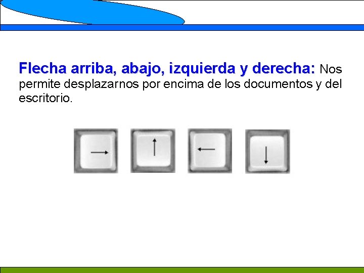 Flecha arriba, abajo, izquierda y derecha: Nos permite desplazarnos por encima de los documentos