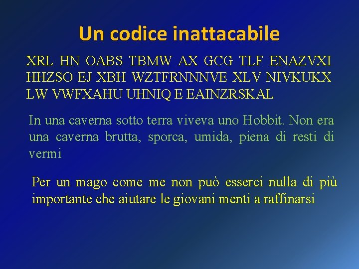 Un codice inattacabile XRL HN OABS TBMW AX GCG TLF ENAZVXI HHZSO EJ XBH