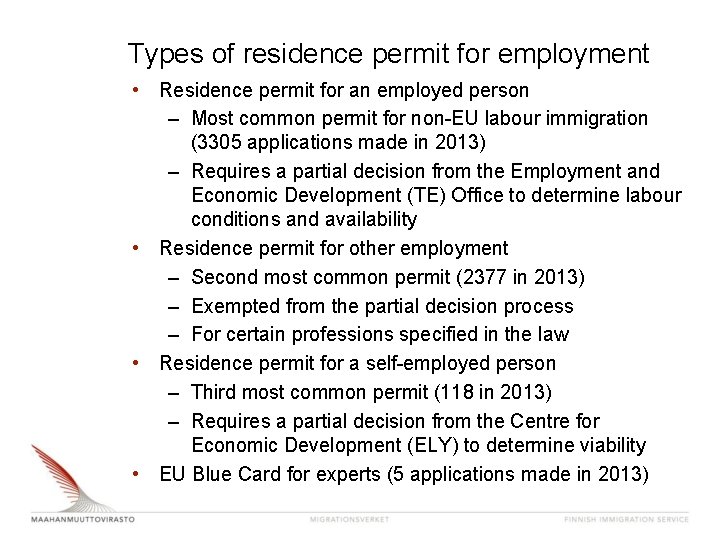 Types of residence permit for employment • Residence permit for an employed person – Types of residence permit for employment • Residence permit for an employed person –