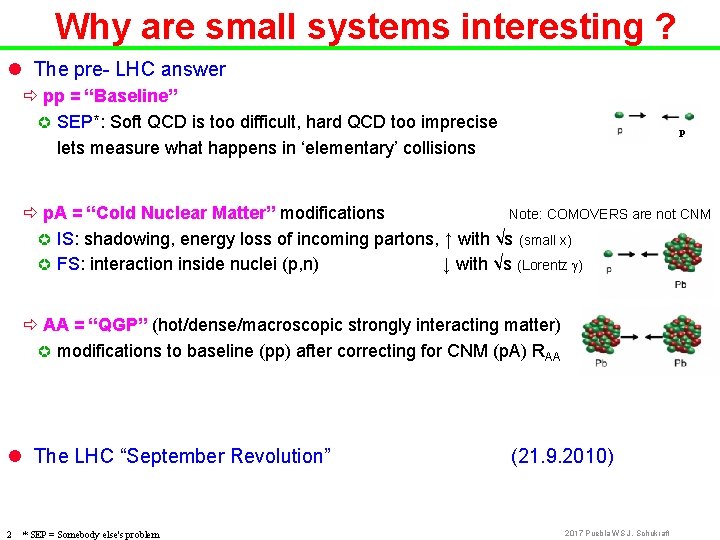 Why are small systems interesting ? l The pre- LHC answer ð pp =