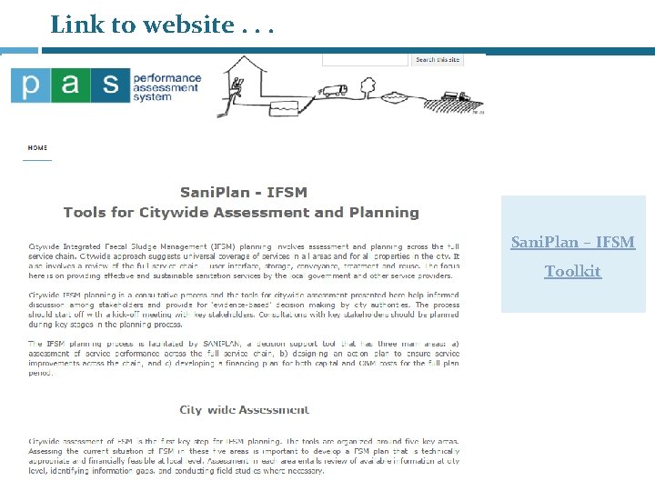 Link to website. . . Sani. Plan – IFSM Toolkit 