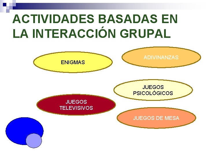 ACTIVIDADES BASADAS EN LA INTERACCIÓN GRUPAL ENIGMAS ADIVINANZAS JUEGOS PSICOLÓGICOS JUEGOS TELEVISIVOS JUEGOS DE ACTIVIDADES BASADAS EN LA INTERACCIÓN GRUPAL ENIGMAS ADIVINANZAS JUEGOS PSICOLÓGICOS JUEGOS TELEVISIVOS JUEGOS DE