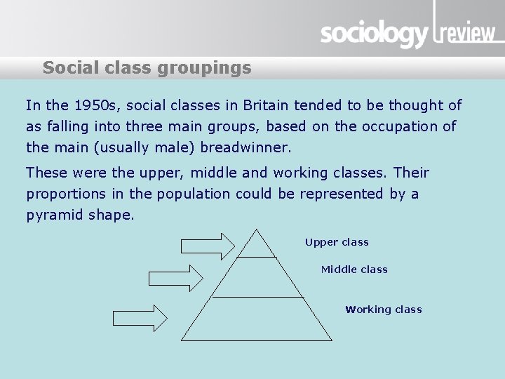 Presentation title groupings Social class In the 1950 s, social classes in Britain tended