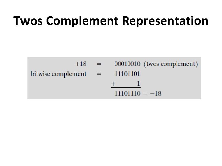 Twos Complement Representation 