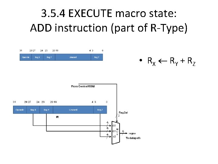 3. 5. 4 EXECUTE macro state: ADD instruction (part of R-Type) • RX RY
