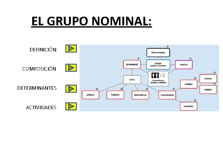 EL GRUPO NOMINAL: DEFINICIÓN COMPOSICIÓN DETERMINANTES ACTIVIDADES 