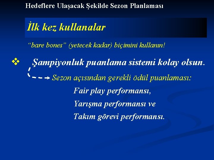 Hedeflere Ulaşacak Şekilde Sezon Planlaması İlk kez kullanalar “bare bones” (yetecek kadar) biçimini kullanın!