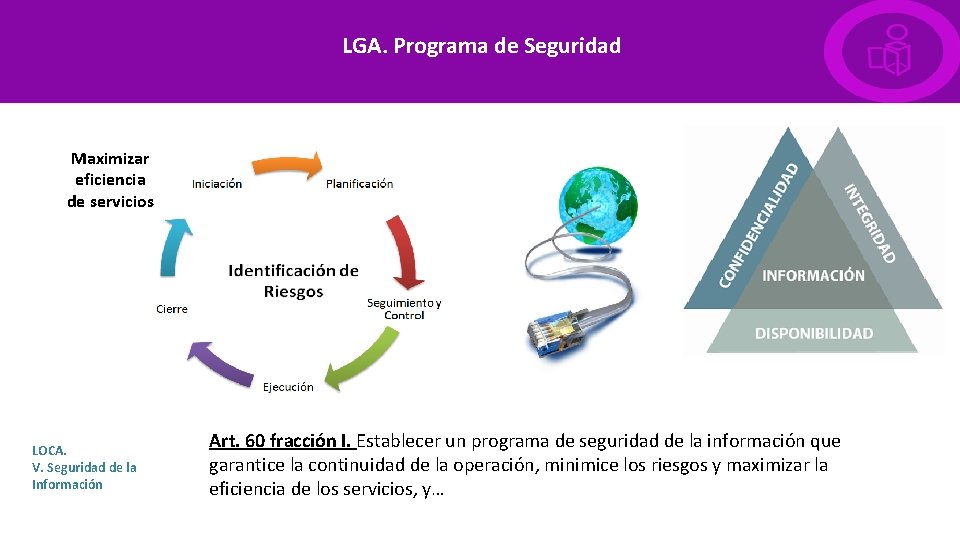 LGA. Programa de Seguridad Maximizar eficiencia de servicios LOCA. V. Seguridad de la Información