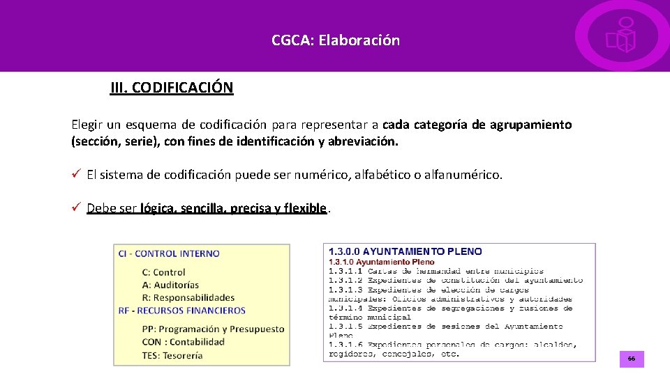 CGCA: Elaboración III. CODIFICACIÓN Elegir un esquema de codificación para representar a cada categoría
