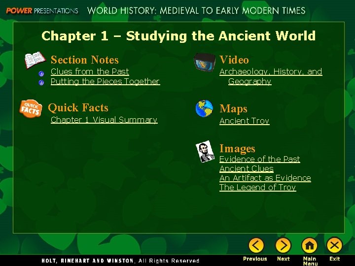 Chapter 1 – Studying the Ancient World Section Notes Video Clues from the Past