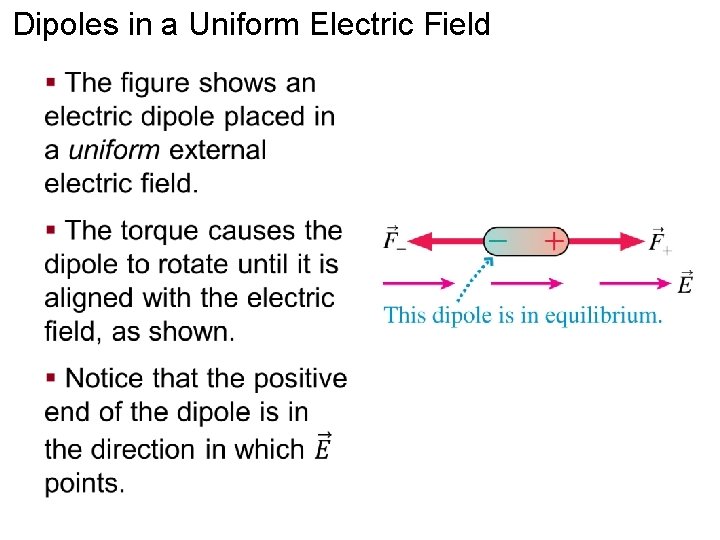 Dipoles in a Uniform Electric Field 