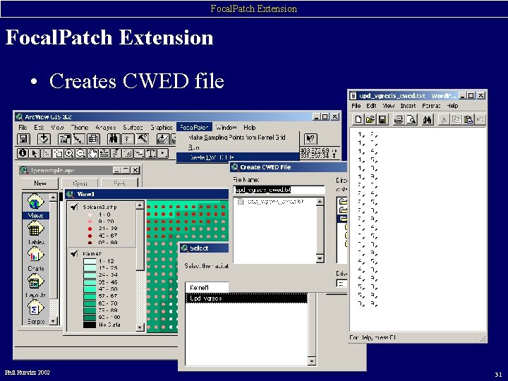 Focal. Patch Extension • Creates CWED file Phil Hurvitz 2002 31 