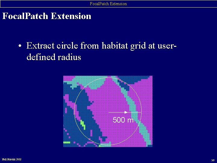 Focal. Patch Extension • Extract circle from habitat grid at userdefined radius Phil Hurvitz