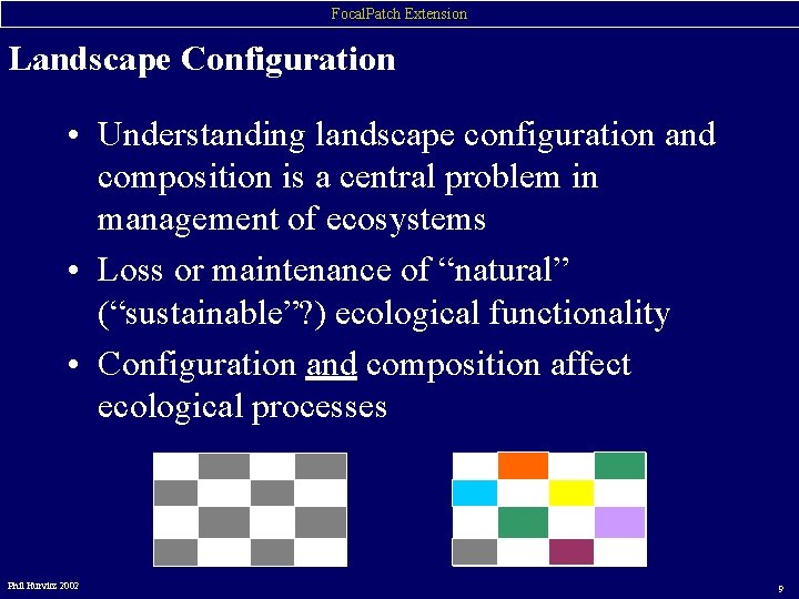 Focal. Patch Extension Landscape Configuration • Understanding landscape configuration and composition is a central