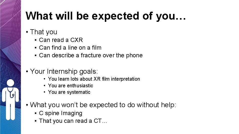 What will be expected of you… • That you • Can read a CXR What will be expected of you… • That you • Can read a CXR
