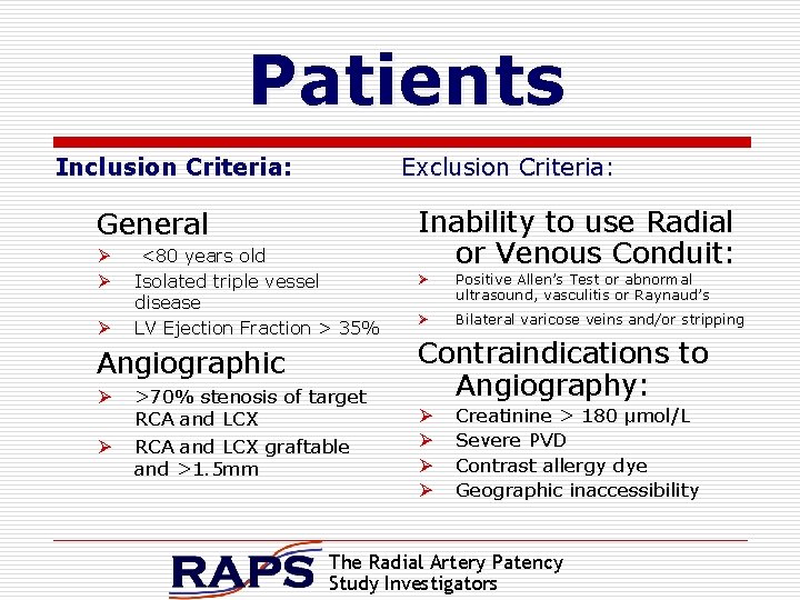 Patients Exclusion Criteria: Inclusion Criteria: General Ø Ø Ø <80 years old Isolated triple